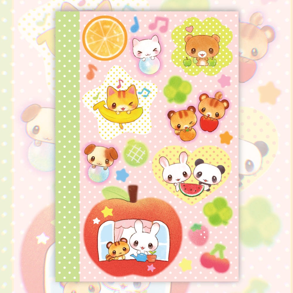 heartwarmingclub - fruit animal sticker sheet