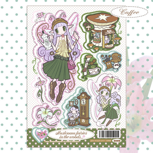 invader darling - mushroom fairies in the woods tea&coffee sticker