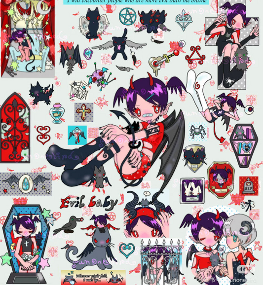 Sunonebird x Tiantian com devil cat red sticker