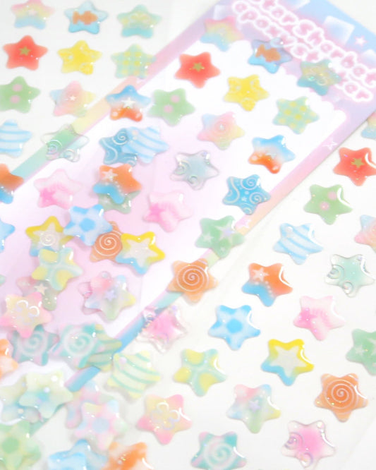 ♡ Pearly Button - Star Sherbet Epoxy Sticker