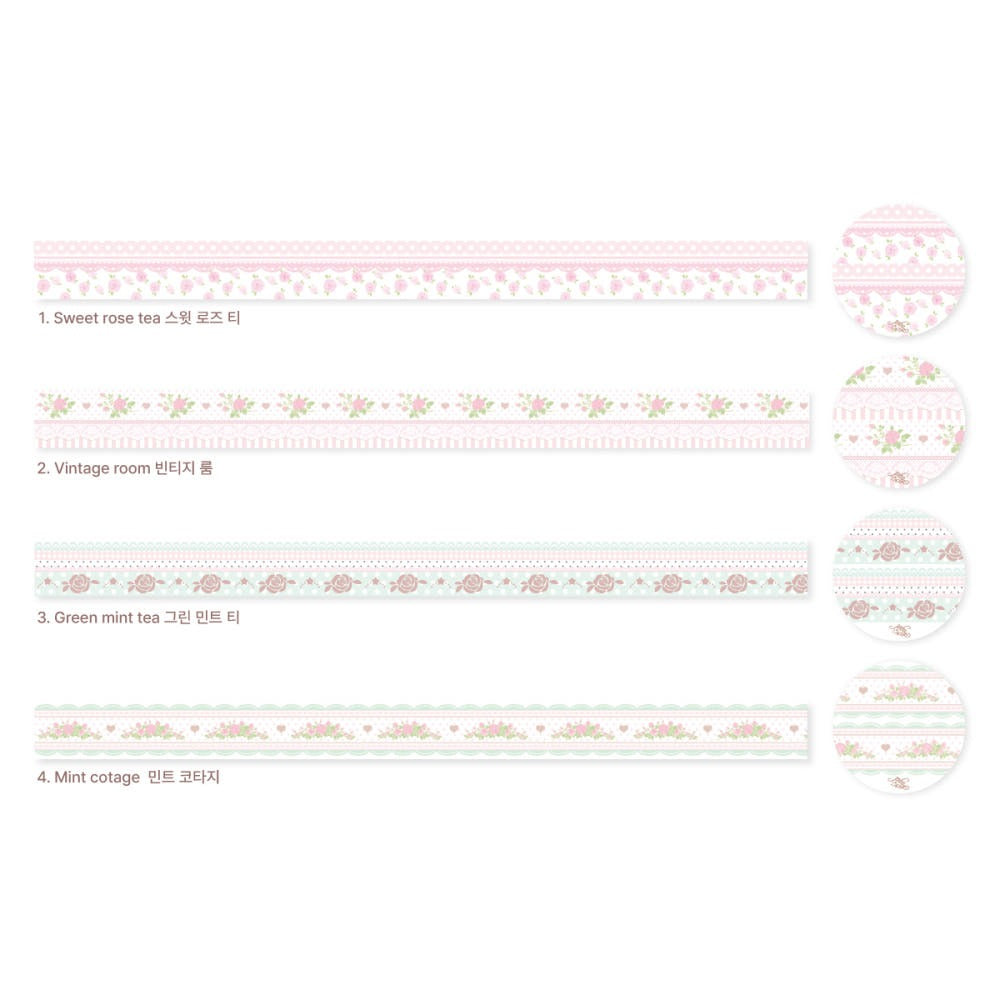 Pearly Button - rose garden masking tape