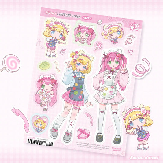 snooze kittens - conveni girls sticker