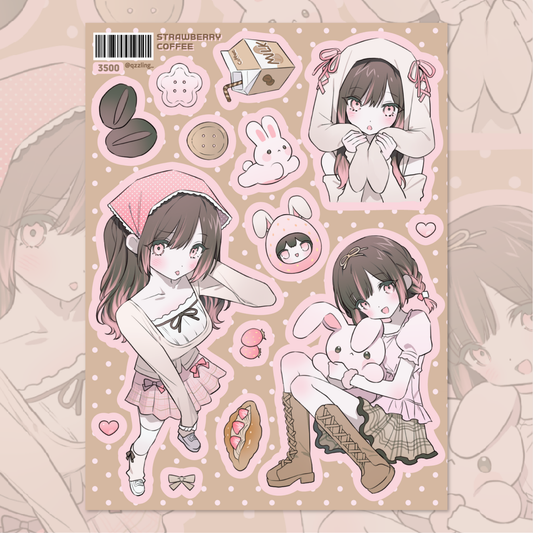 qzzling - strawberry and cofee sticker