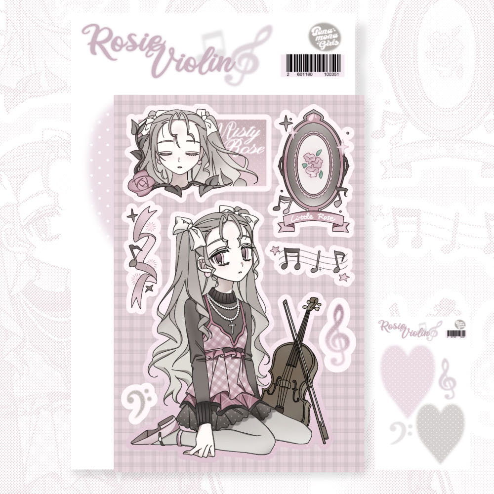 panamona girls - mini rosie violin sticker