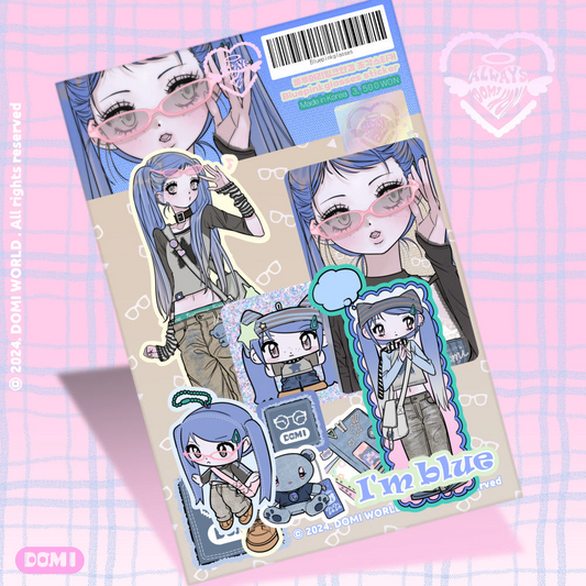 Domi world - blue hair sticker