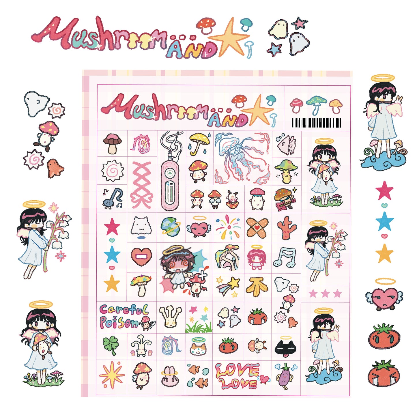 ♡ amustew - mushroom and diary sticker