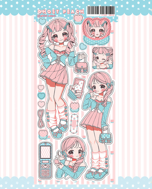 ghost peach - pink tulip style sticker