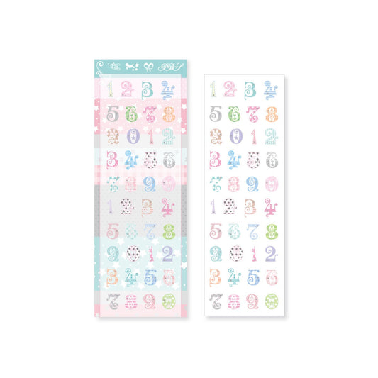 Pearly Button - gentle pattern number sticker
