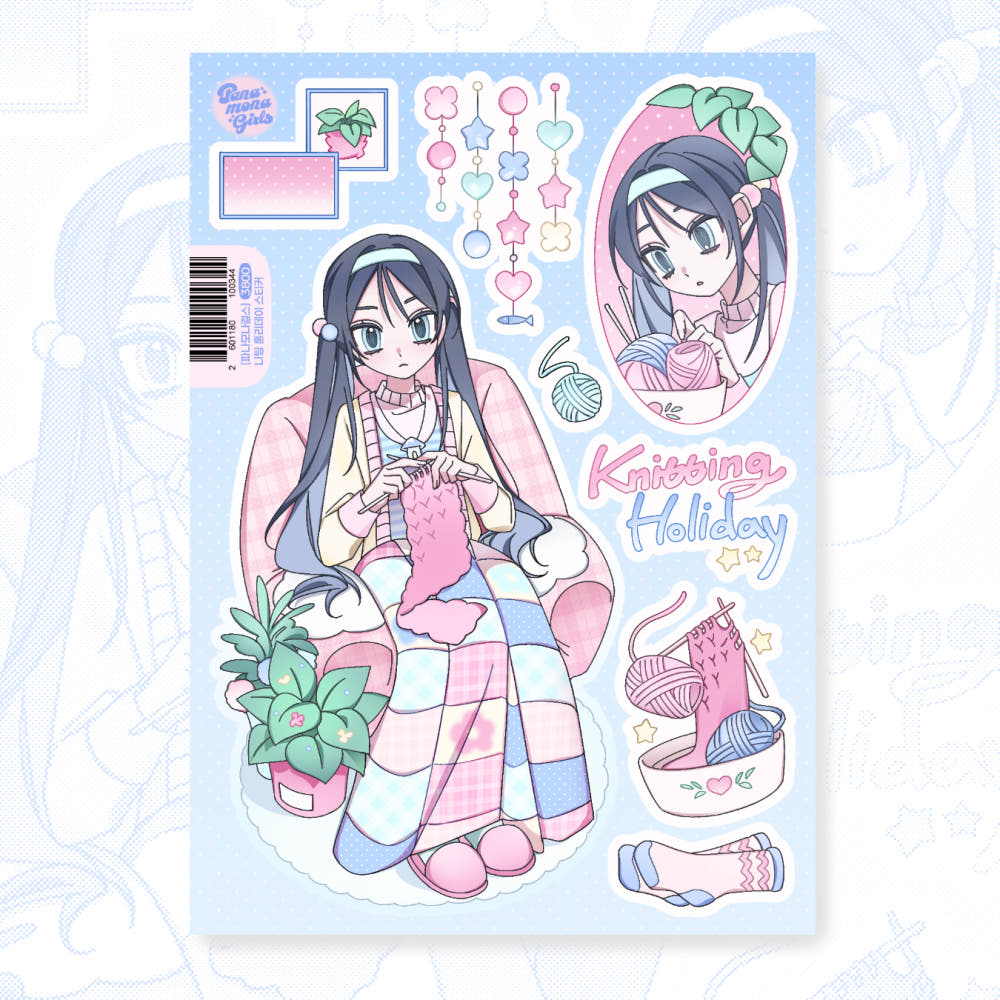 panamona girls - knitting holiday sticker