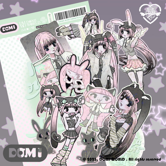 Domi world - bunny cat die cut sticker
