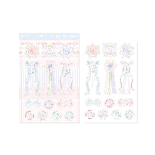Pearly Button - rose ribbon charm sticker