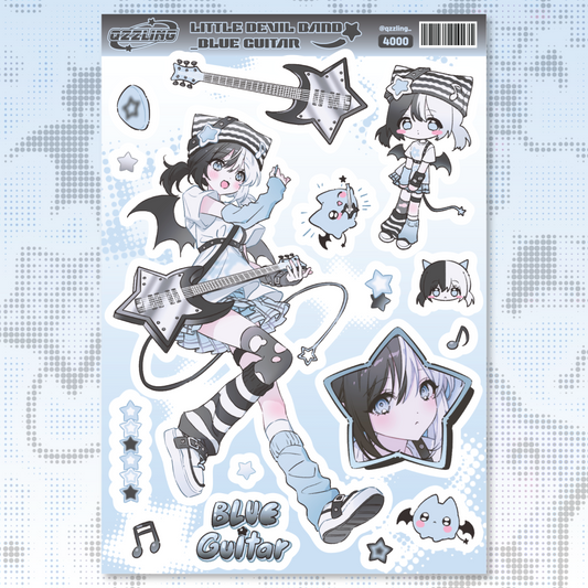qzzling - little devil band blue guitar sticker
