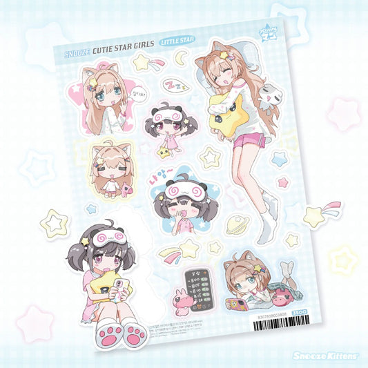 snooze kittens - cutie star girls sticker