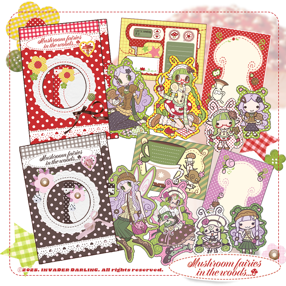 invader darling - mushroom fairy die cut sticker