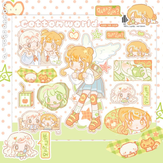 cotton world - apple sticker