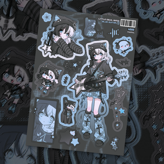 qzzling - little devil band 2 blue guitar sticker