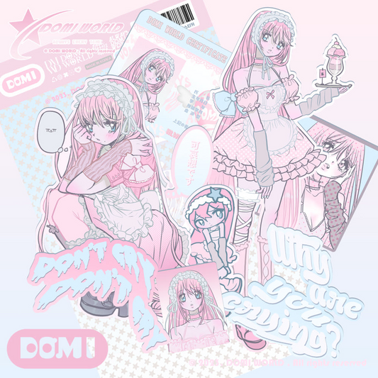 Domi world - crying maid die cut sticker