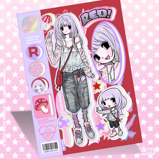 Domi world - red sticker