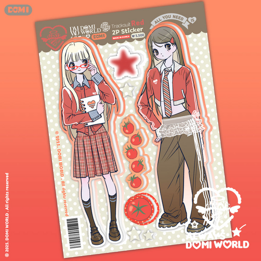 Domi world - tracksuit red sticker