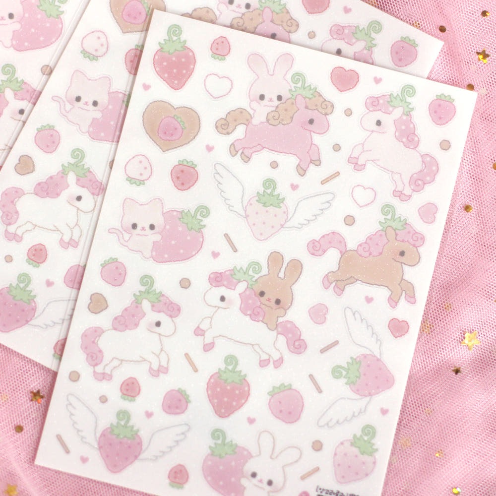 angora lora - strawberry pony sheet sticker