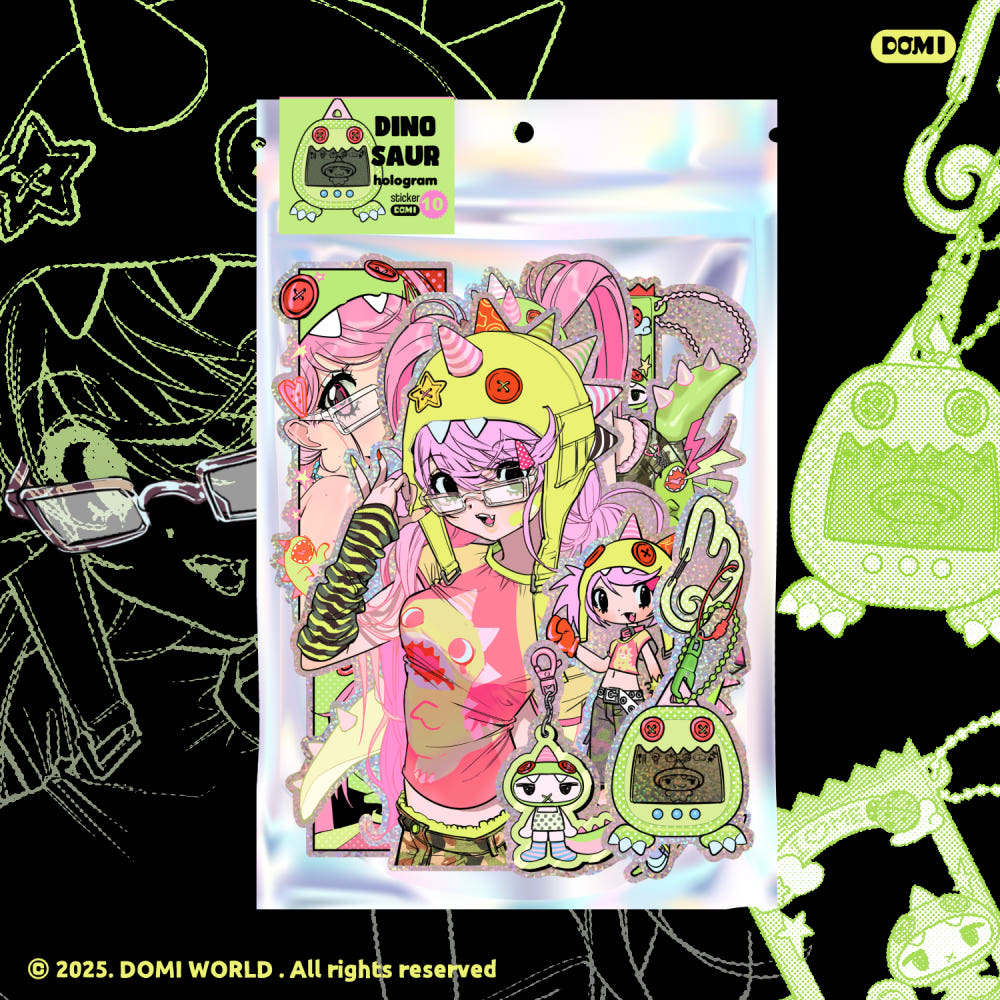 Domi world - dinosaur hologram die cut sticker