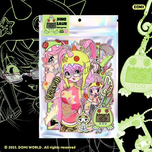 Domi world - dinosaur hologram die cut sticker