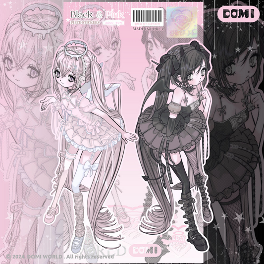 Domi world - pink black die cut sticker