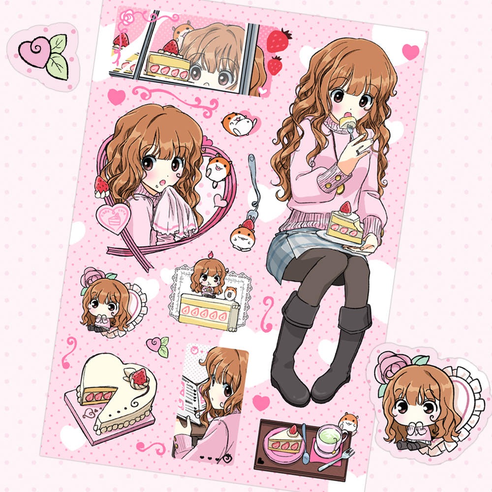 chuchuhae - coffee and cake pink sticker