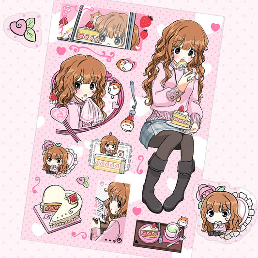 chuchuhae - coffee and cake pink sticker