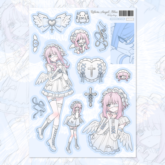 qzzling - ribbon angel blue sticker