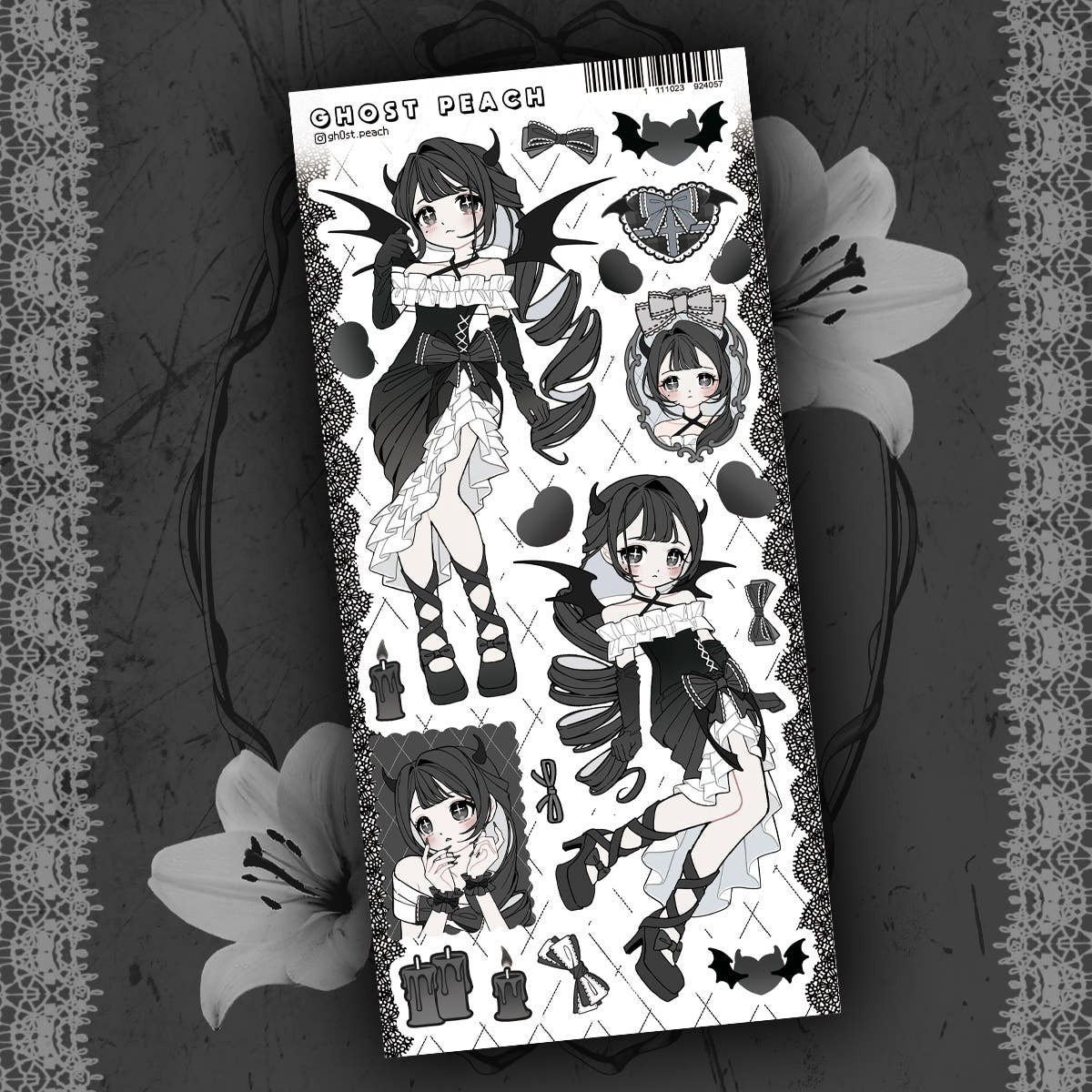 ghost peach - midnight devil matte pearl sticker