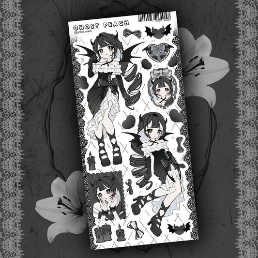 ghost peach - midnight devil matte pearl sticker