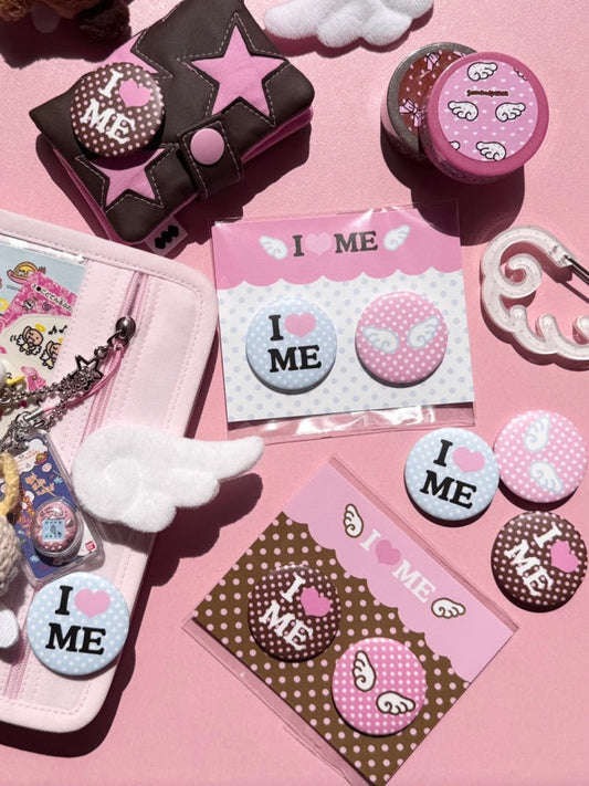 somandpeace - i love me pin button pink