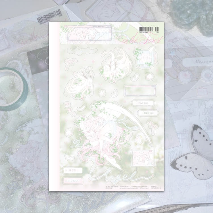 huae - sleeping forest angel sticker sheet