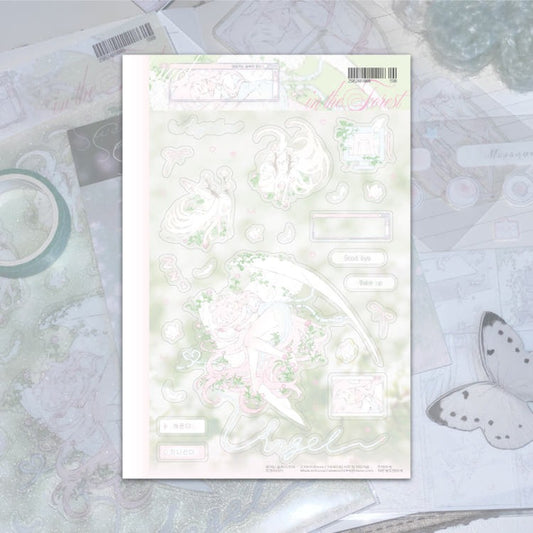 huae - sleeping forest angel sticker sheet