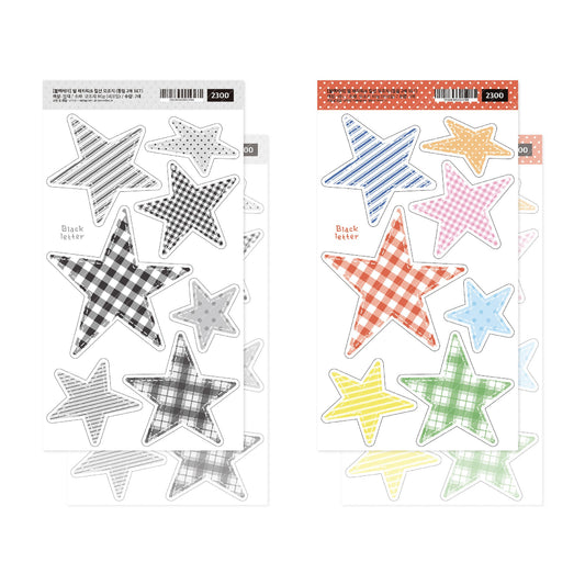 ♡ Blackletter - Star patchwork memo sheet sticker