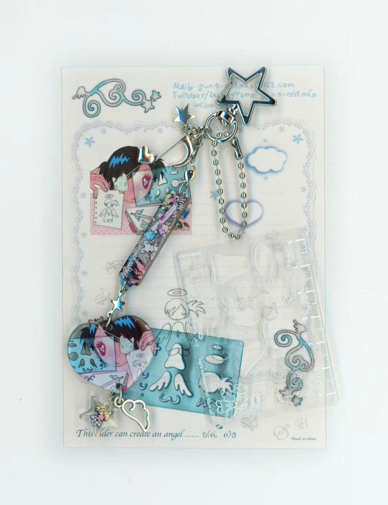 Sunonebird - Angel template ruler keyring