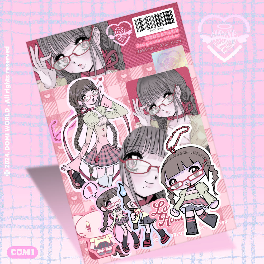Domi world - red glasses sticker