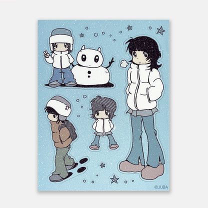 JUBA - Snowman and Girl Matte Pearl Removable Sticker
