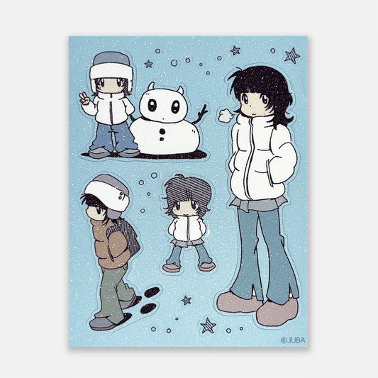 JUBA - Snowman and Girl Matte Pearl Removable Sticker