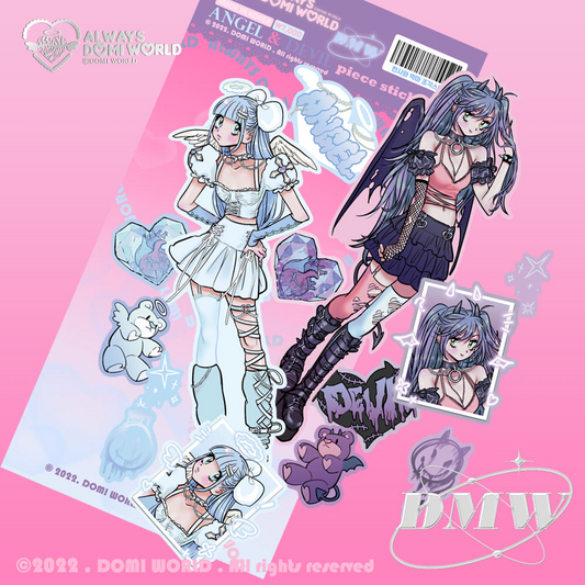 Domi world - angel devil die cut sticker