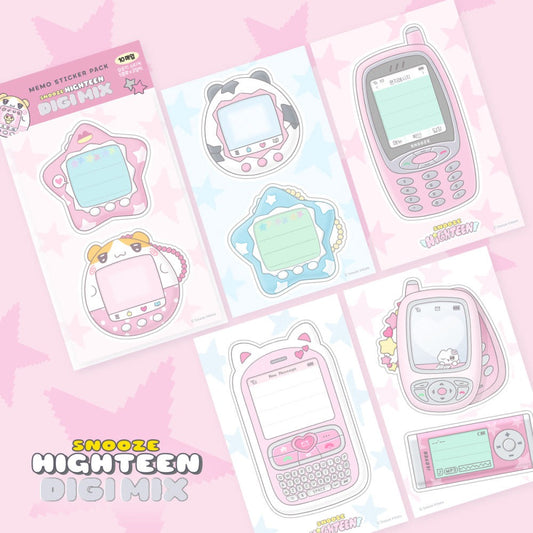 snooze kittens - high teen digi mix memo sticker sheet