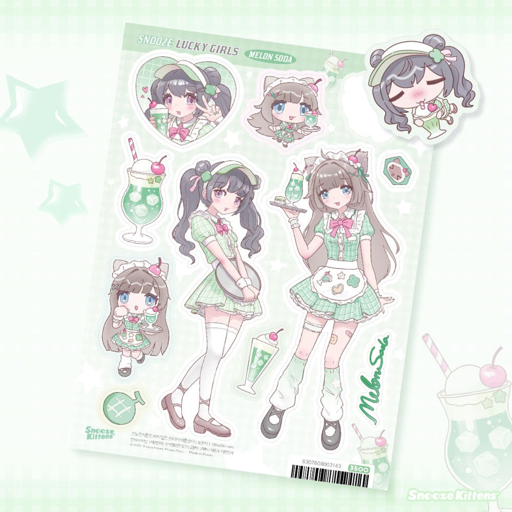 snooze kittens - lucky girls sticker