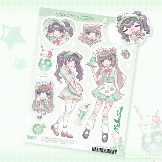 snooze kittens - lucky girls sticker