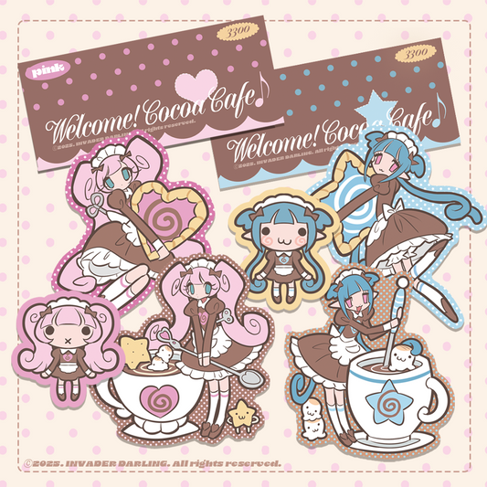invader darling - welcome cocoa cafe die cut sticker