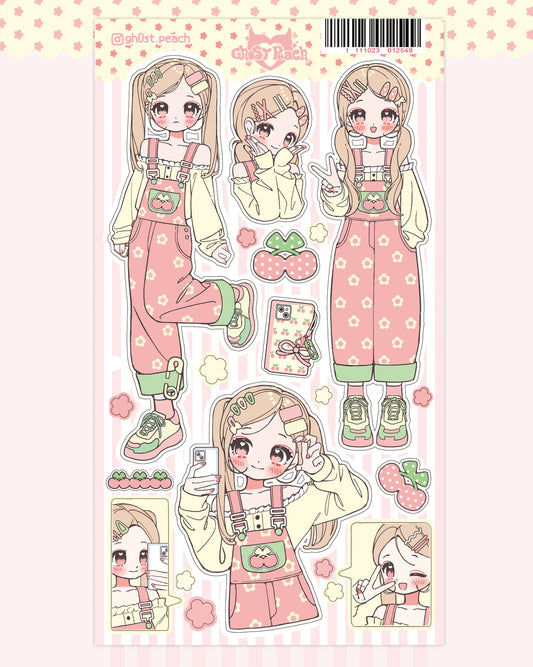 ghost peach - pink blossom girl sticker
