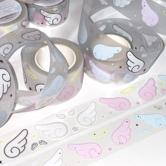 Blackletter - angel wings hologram kisscut tape