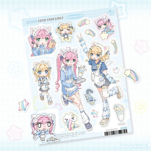 snooze kittens - cutie star girls sticker