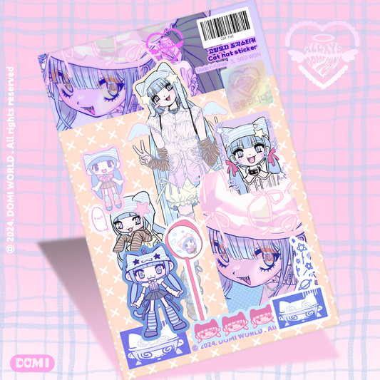 Domi world - cat hat sticker