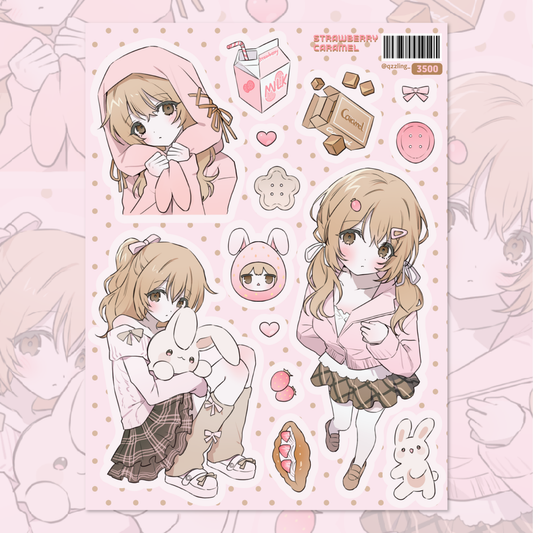 qzzling - strawberry and caramel sticker